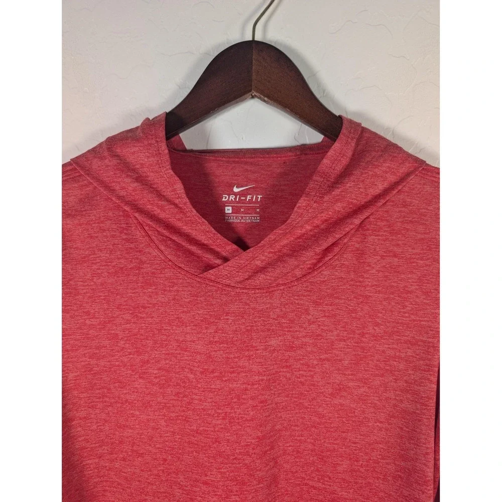 Nike Hoodie Womens Medium Red Dri-FIT Long Sleeve‎ V-Neck Pullover Running